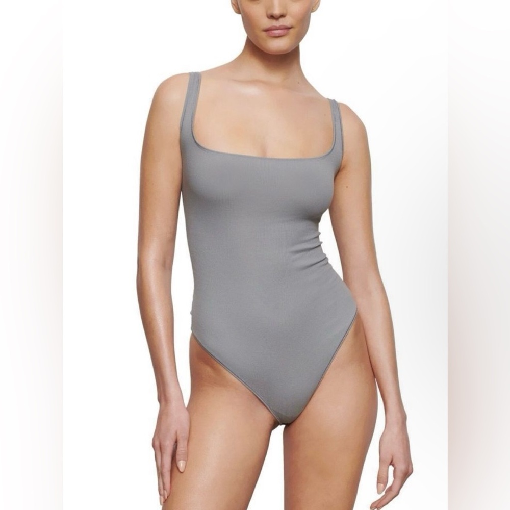 NWT Skims 💙💙 Cotton Ribbed Sleeveless Square Neck Bodysuit Pacific Size 4X